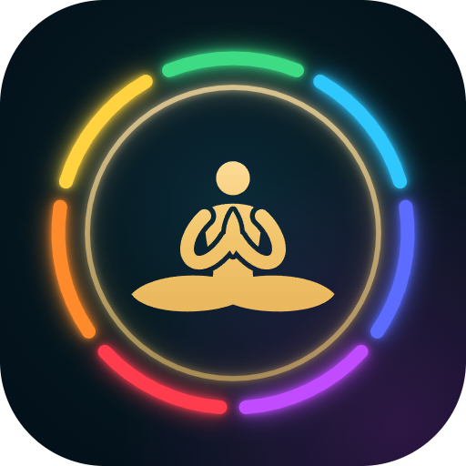 The AuraFlow app icon: a golden figure inside a ring of seven colours